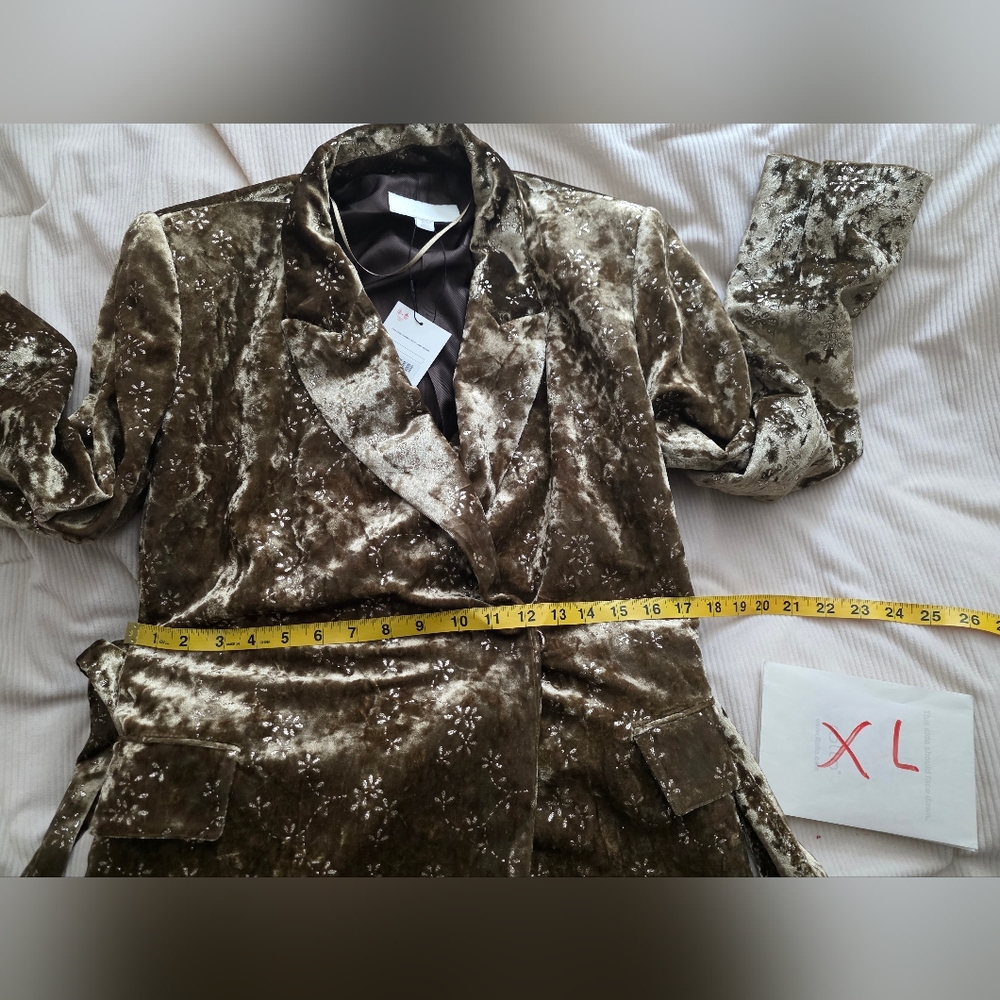 Zara METALLIC THREAD VELVET BLAZER WITH BELT Golden Zw Collection BLAZER ONLY - Picture 13 of 16